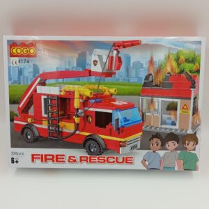Klocki COGO Fire & Rescue 328 elementów, Wóz Strażacki dla Dzieci od 6 lat