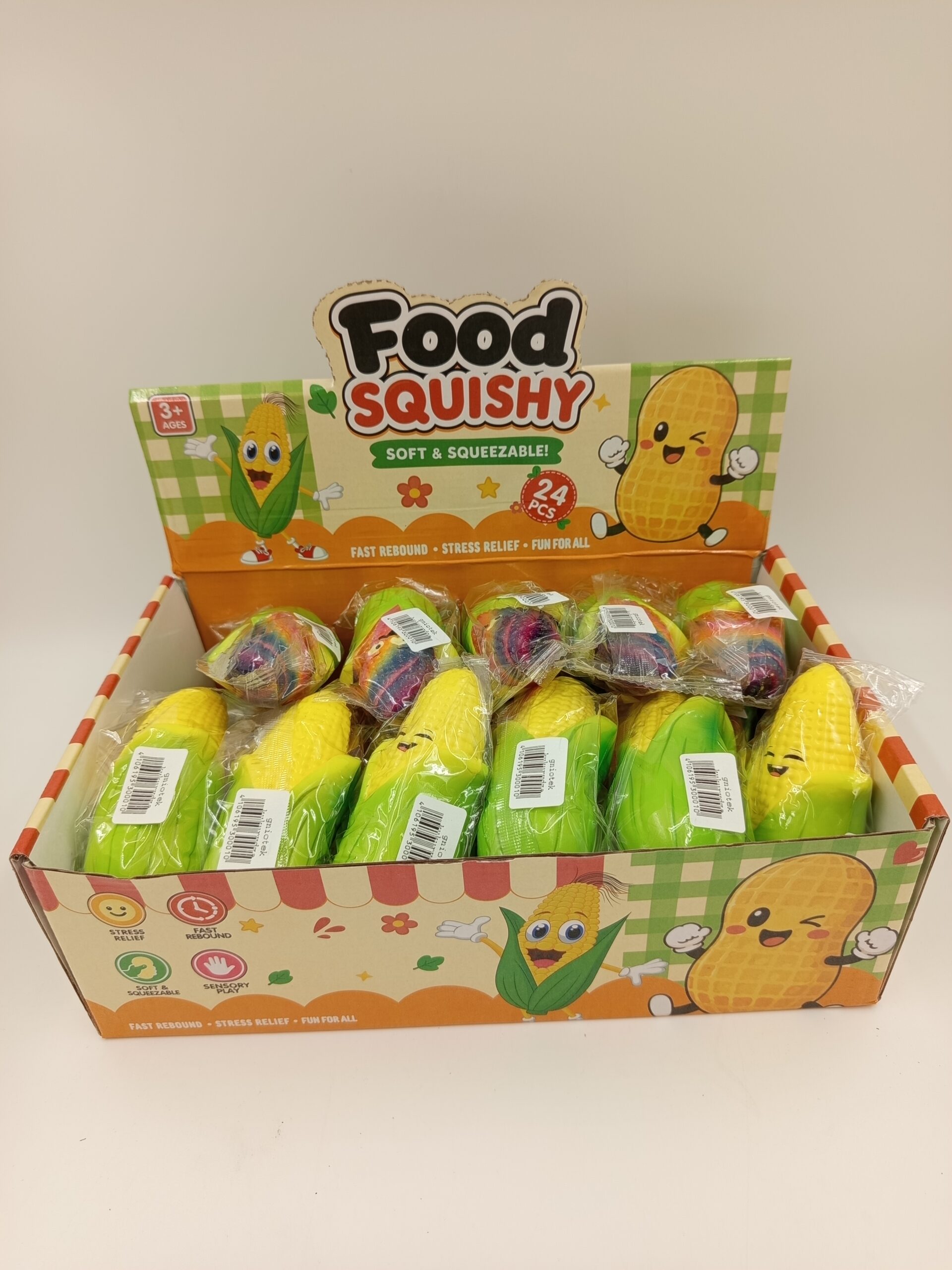 Gniotek kukurydza kolorowa tęczowa food squishy zabawka antystresowa dla dzieci