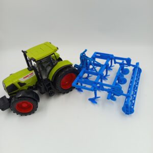 Zielony Traktor z Niebieskim Kultywatorem Farm Car – Zestaw Rolniczy dla Dzieci – Raj51