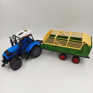 Niebieski Traktor z Przyczepą Samozbierającą Zabawka dla Dzieci – Raj07