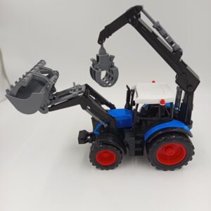 Niebieski Traktor Zabawkowy z Turem i Chwytatkiem dla Dzieci – Raj04