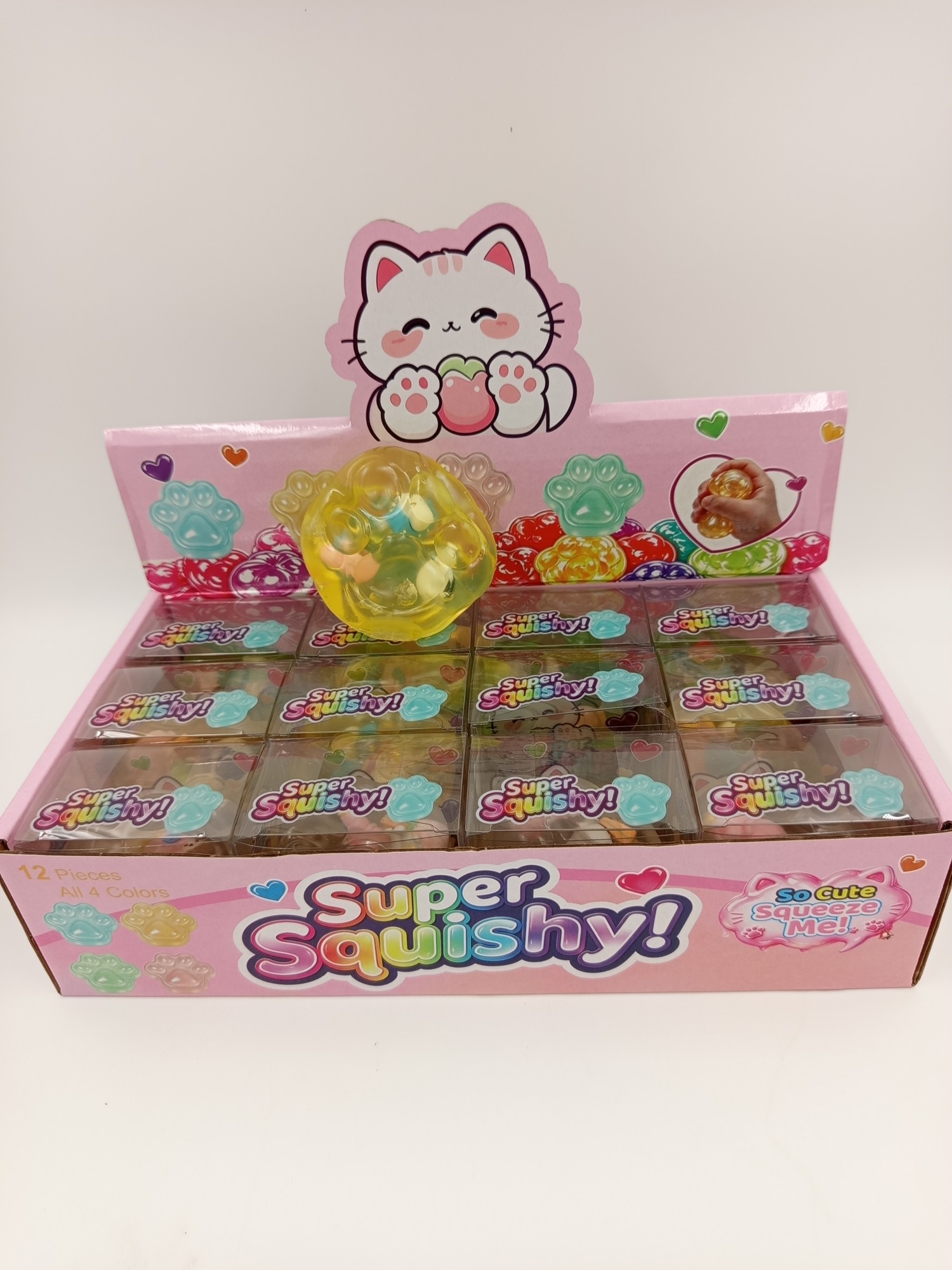 gniotek kocia łapka Super Squishy żelowa łapka kotka z kuleczkami