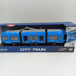 Tramwaj dla Dzieci City Train 1:16 z Otwieranymi Drzwiami, Światłem i Dźwiękiem – Niebieski WY930B – Raj155